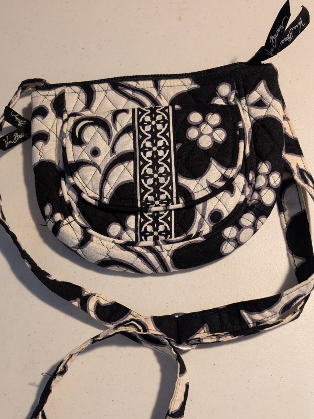 Vera Bradley quilted cotton mini crossbody bag retired Night & Day pattern